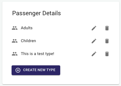 Default passenger types